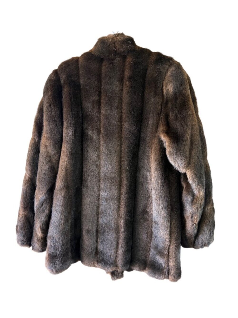 Fabulous Furs Womens Lined Faux Fur Mink Jacket Size M Brown Relaxed Pocket Glam - Picture 6 of 13